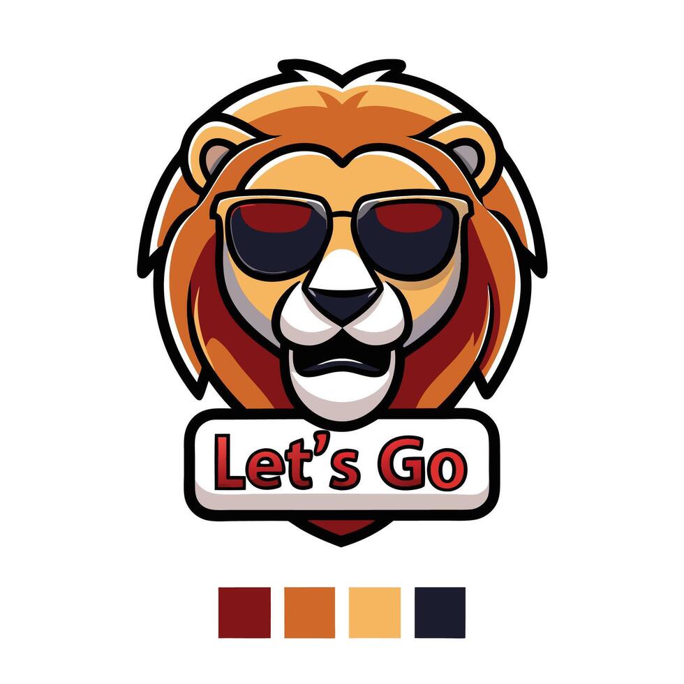 a lion wearing sunglasses and a logo for let's go vector