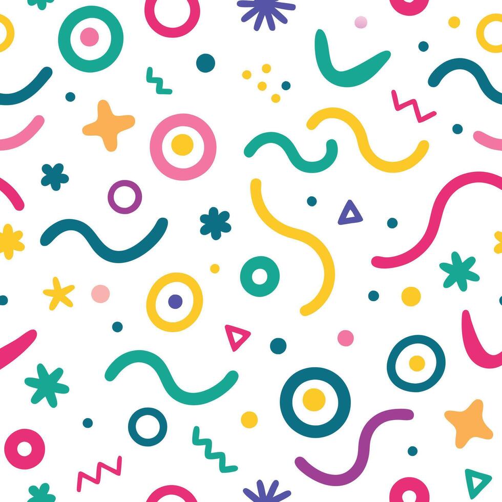 seamless pattern with colorful shapes and lines vector