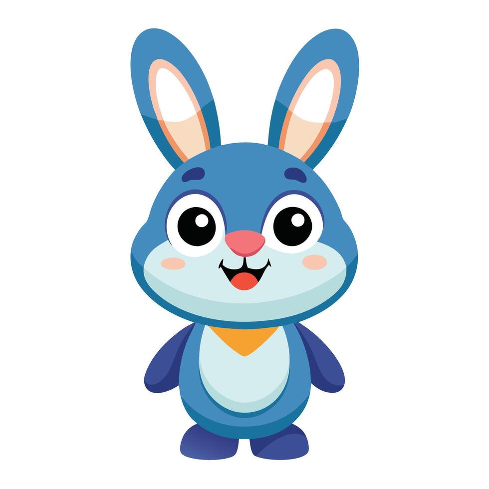 a cartoon blue bunny with a big nose and ears vector