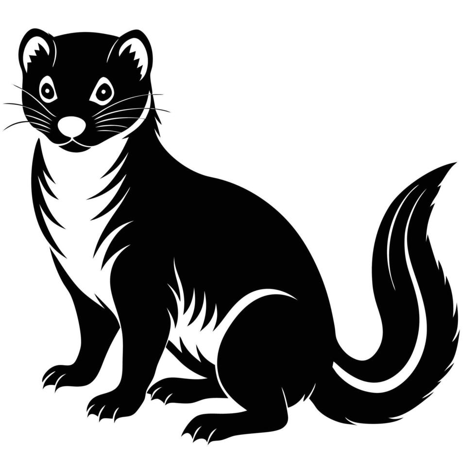a black and white illustration of a weasel vector