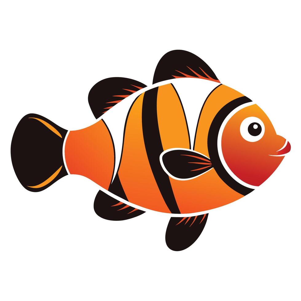 an orange and black clown fish on a white background vector