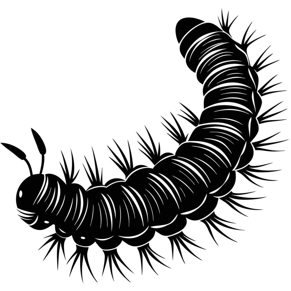 a black and white illustration of a caterpillar vector