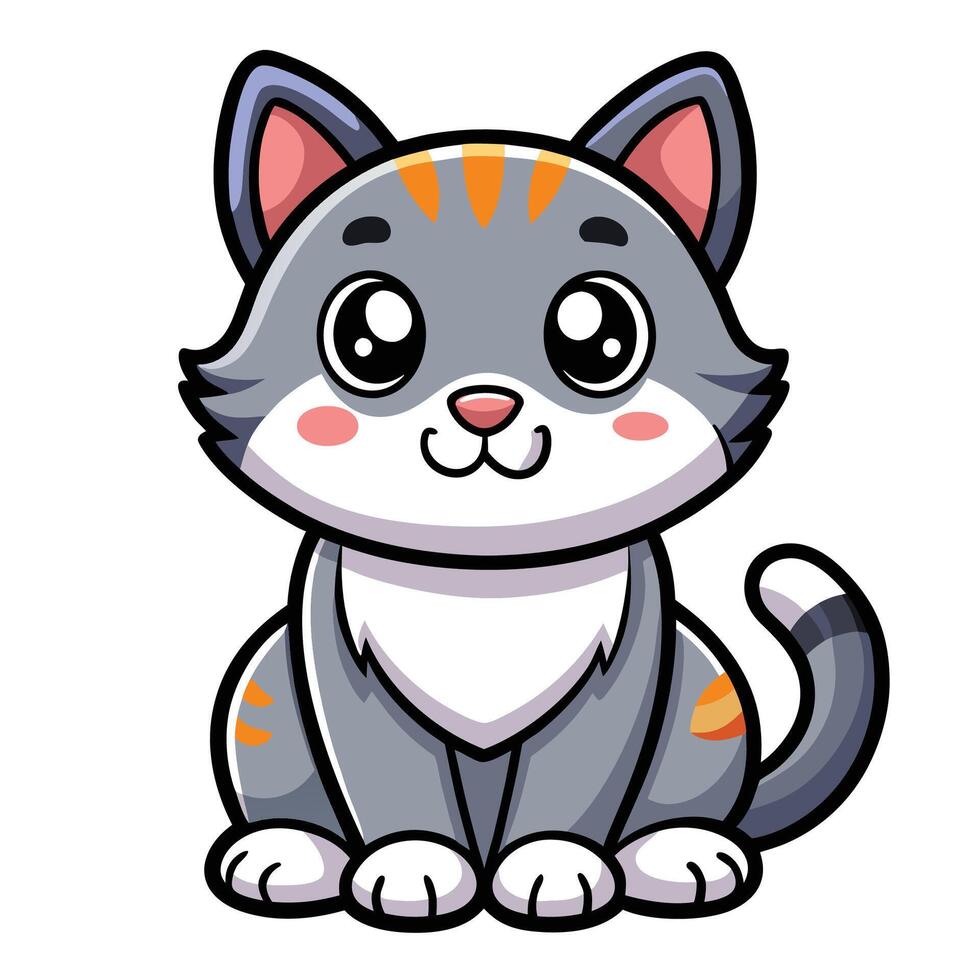 a cartoon cat sitting down with a big smile vector