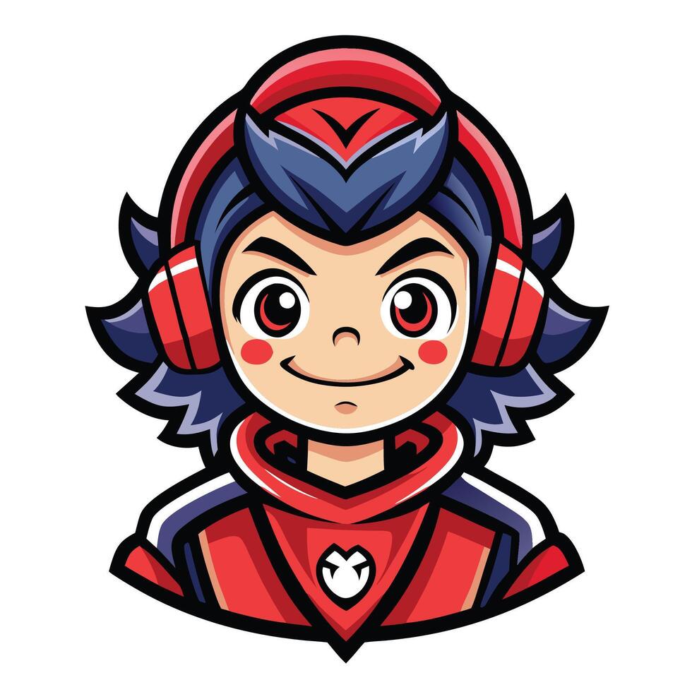 a cartoon character with headphones on vector
