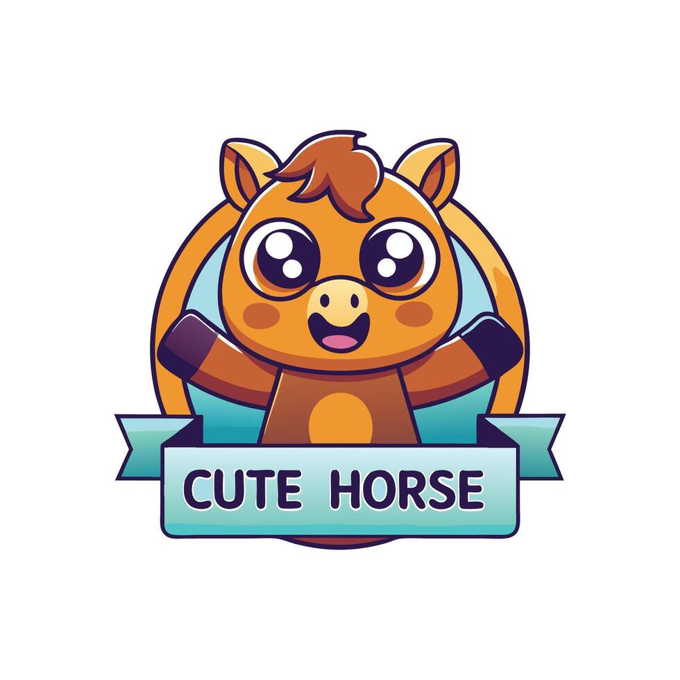 a cute horse logo with the words cute horse vector