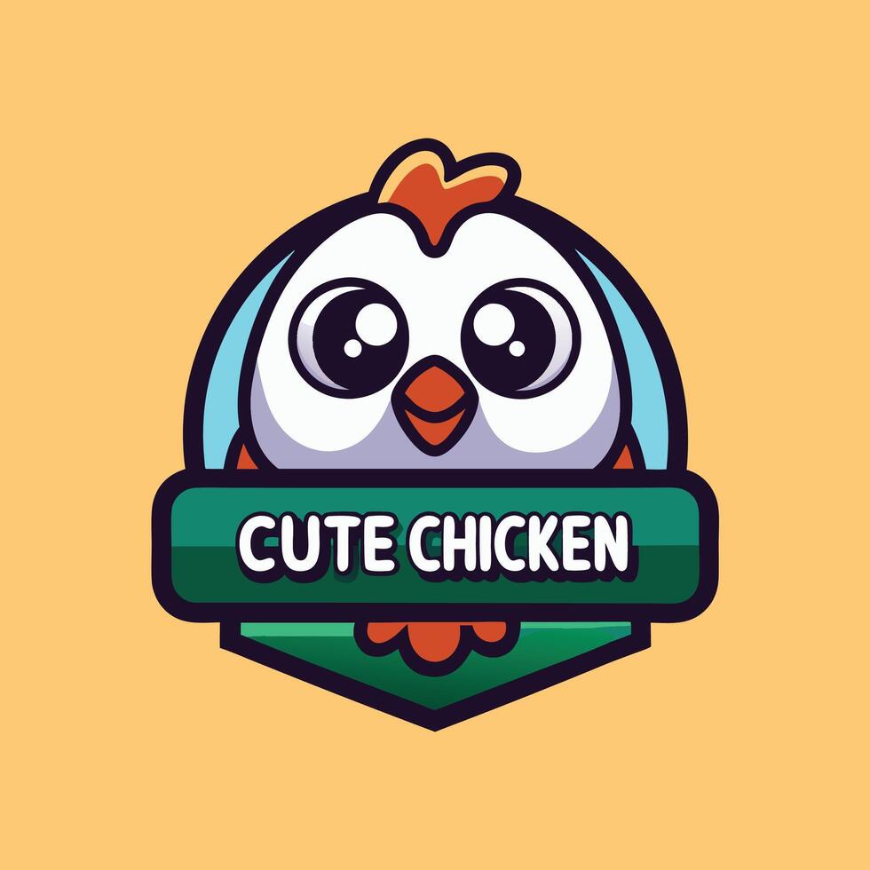 a cute chicken logo with the words cute chicken vector