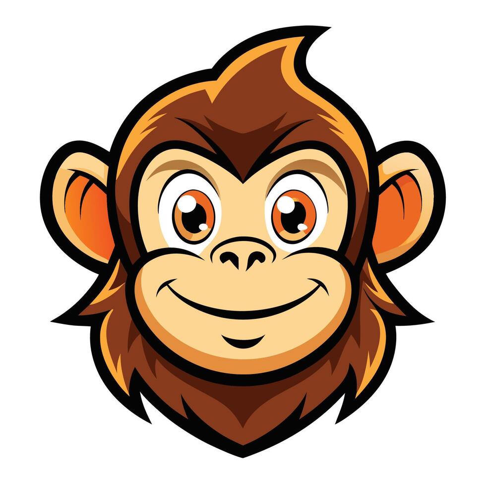 a cartoon monkey head with a big smile vector