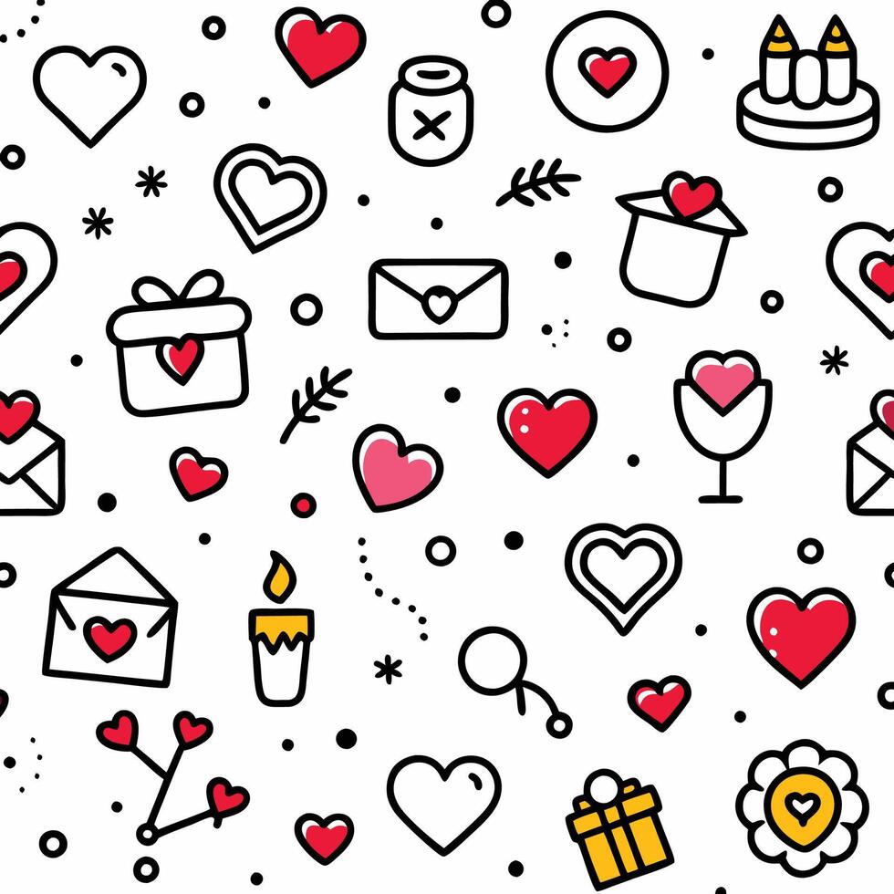 valentine's day seamless pattern with hearts and gifts vector