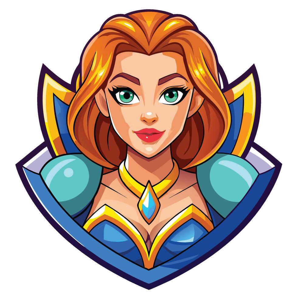 a cartoon woman with red hair and blue eyes vector