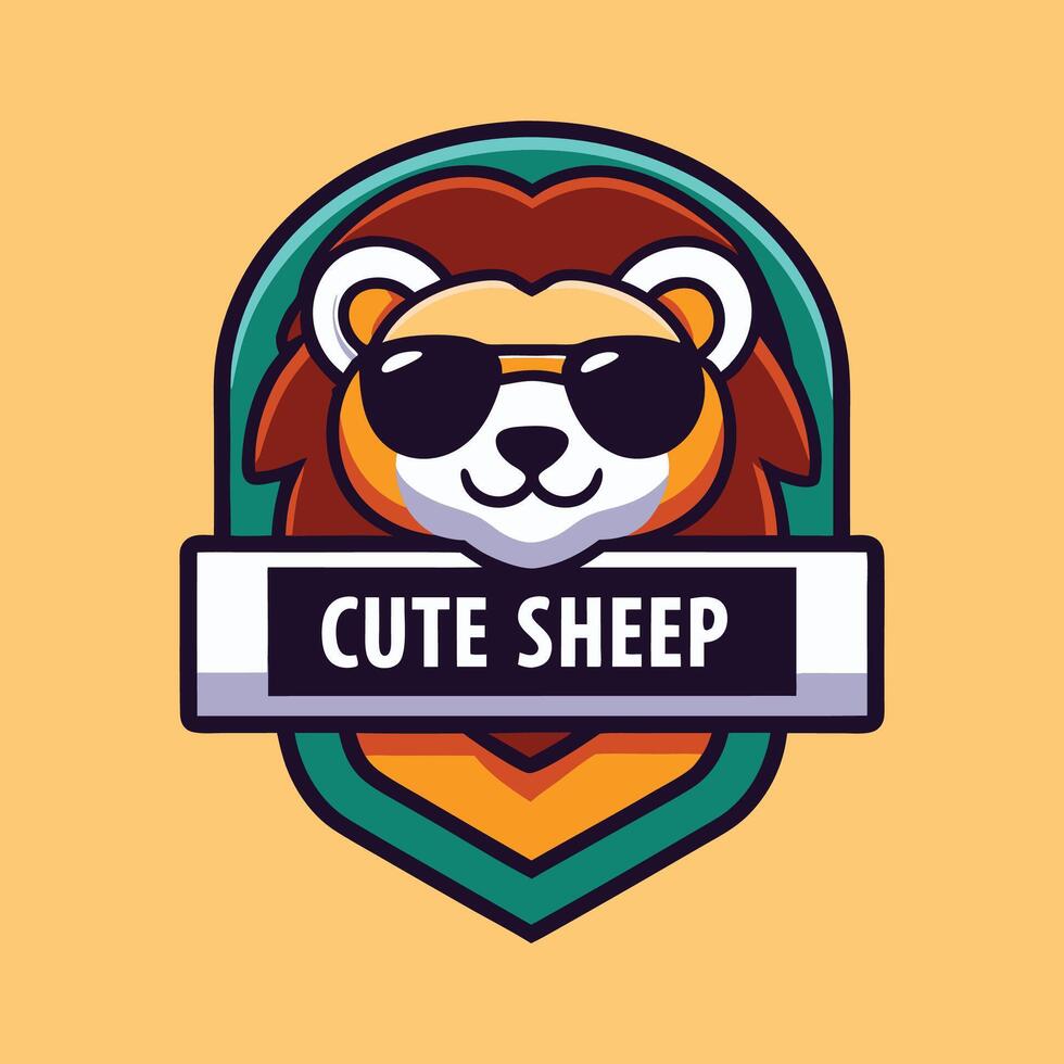 a lion wearing sunglasses and a badge that says cute sheep vector