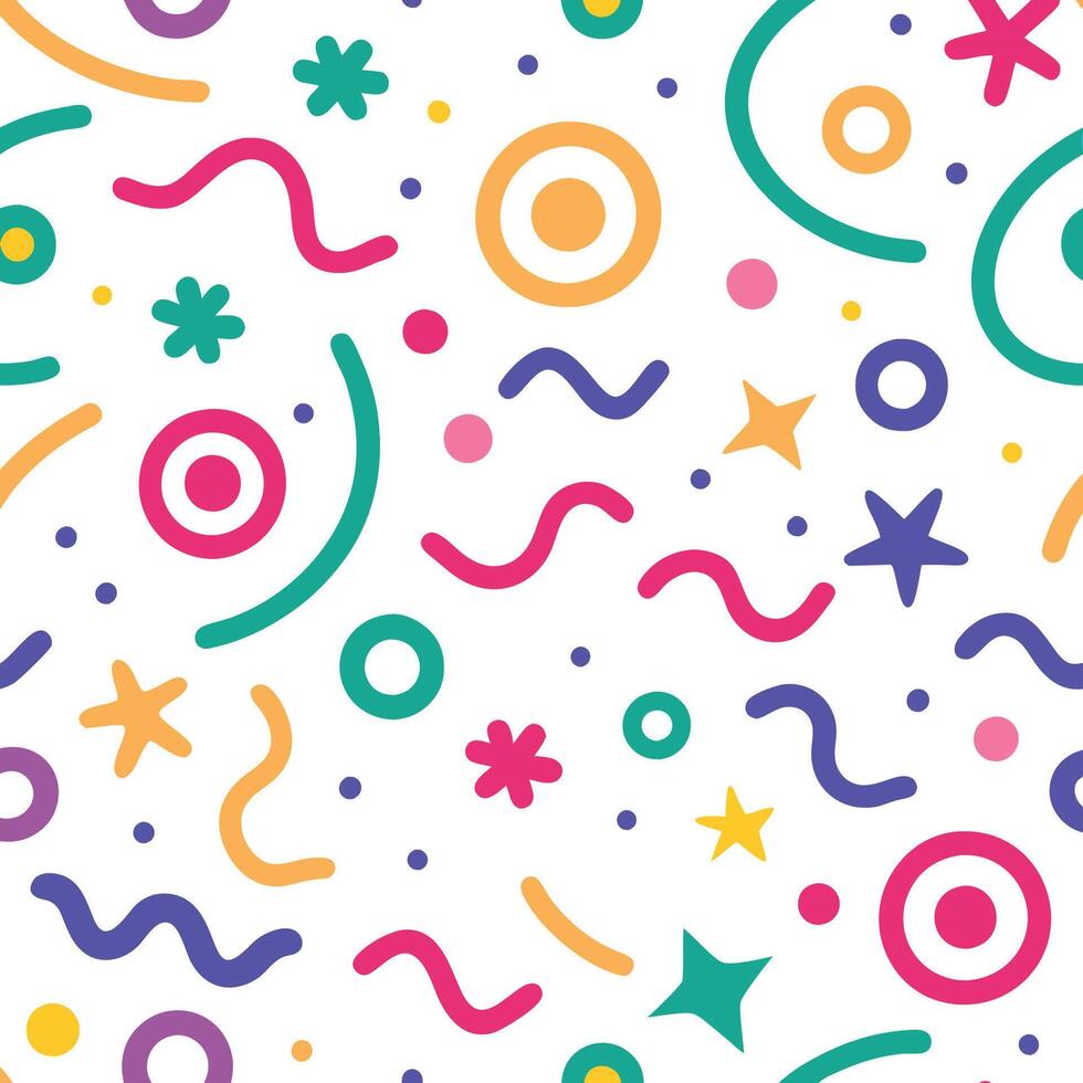 seamless pattern with colorful shapes and stars vector