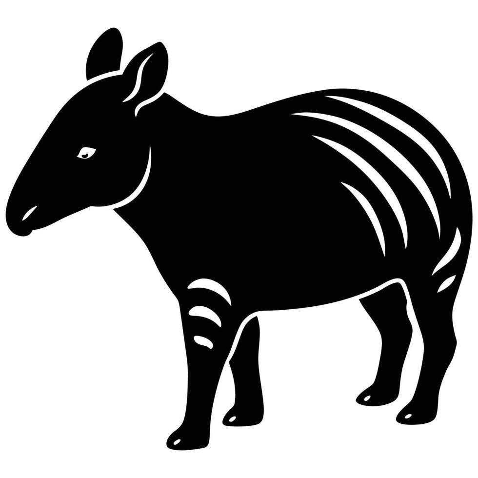 a black and white illustration of a tapir vector