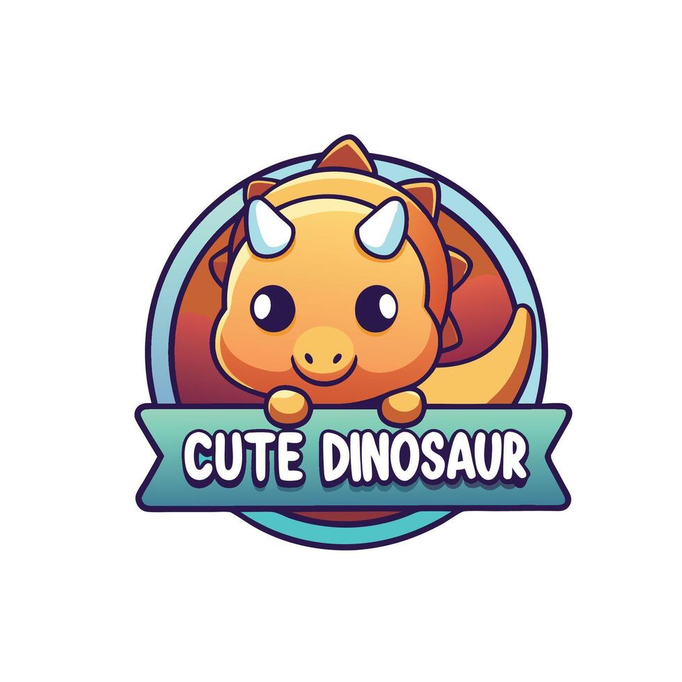 cute dinosaur logo design vector