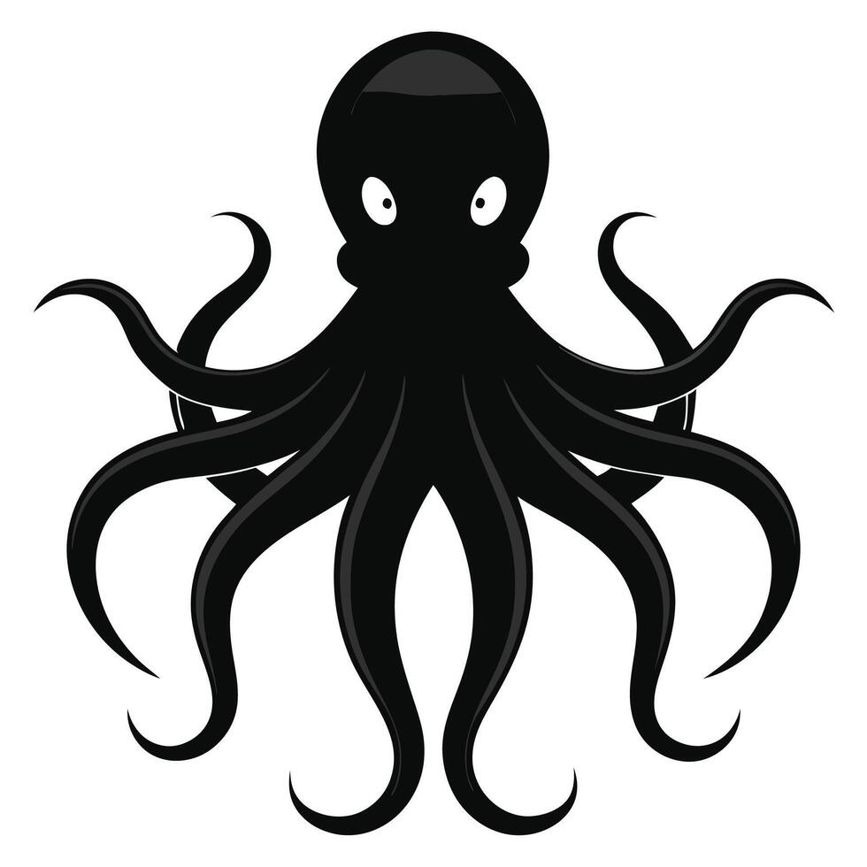 an octopus is shown in black and white vector