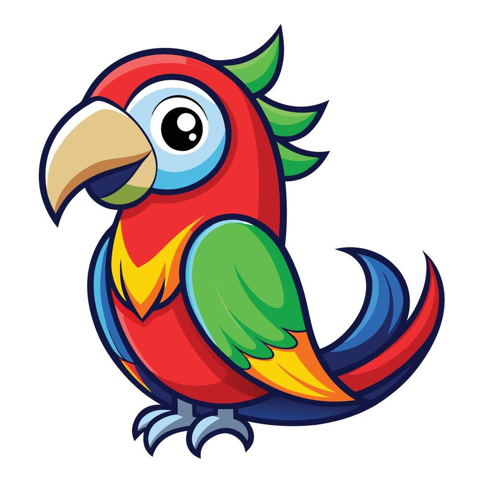 a cartoon parrot with colorful feathers vector