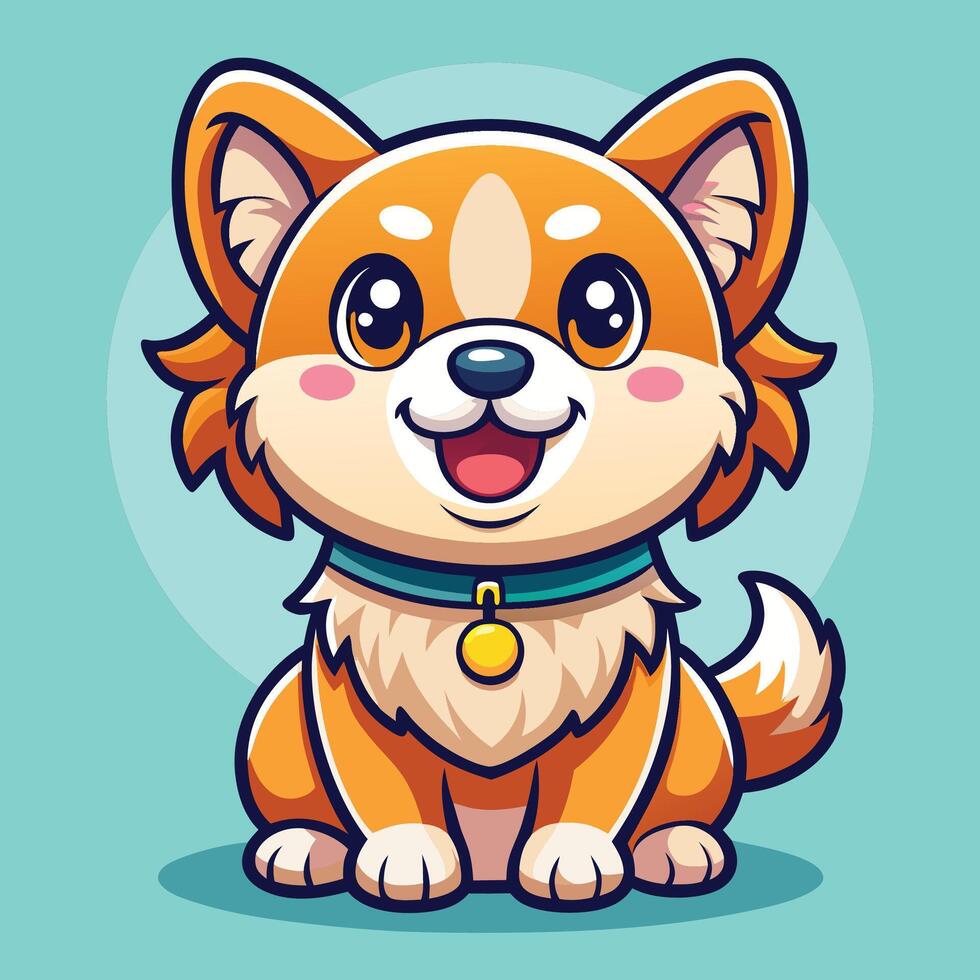 cartoon corgi dog with a collar and collar vector