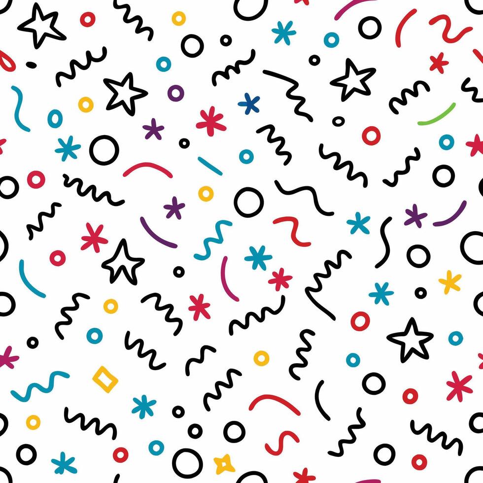 seamless pattern with colorful shapes and stars vector