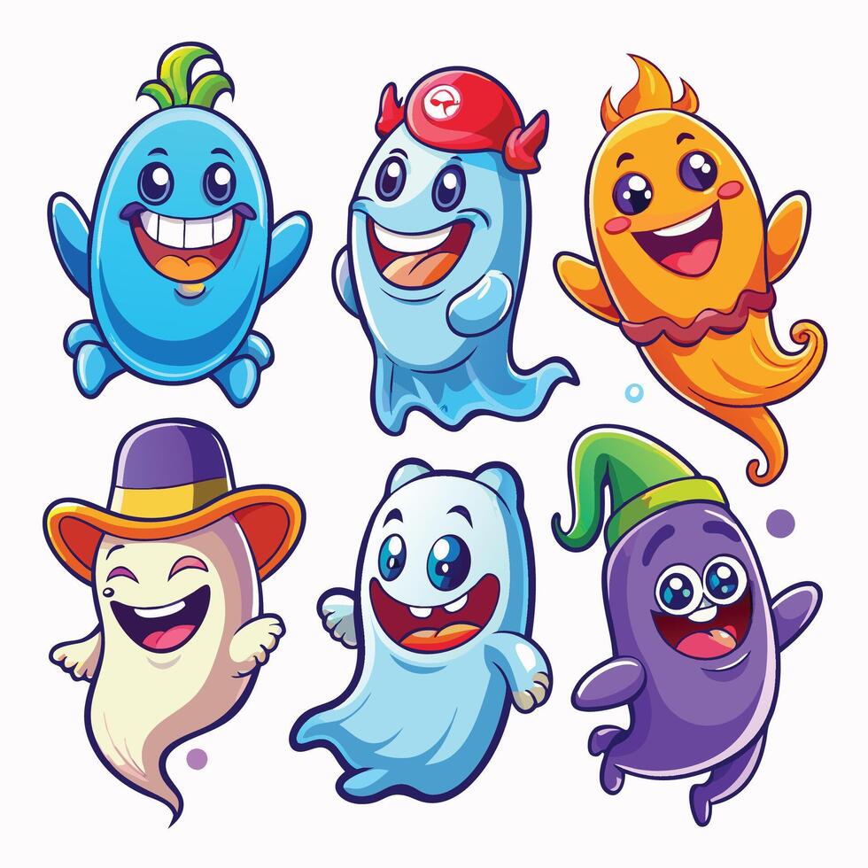 cartoon ghosts and ghosts set of illustration vector
