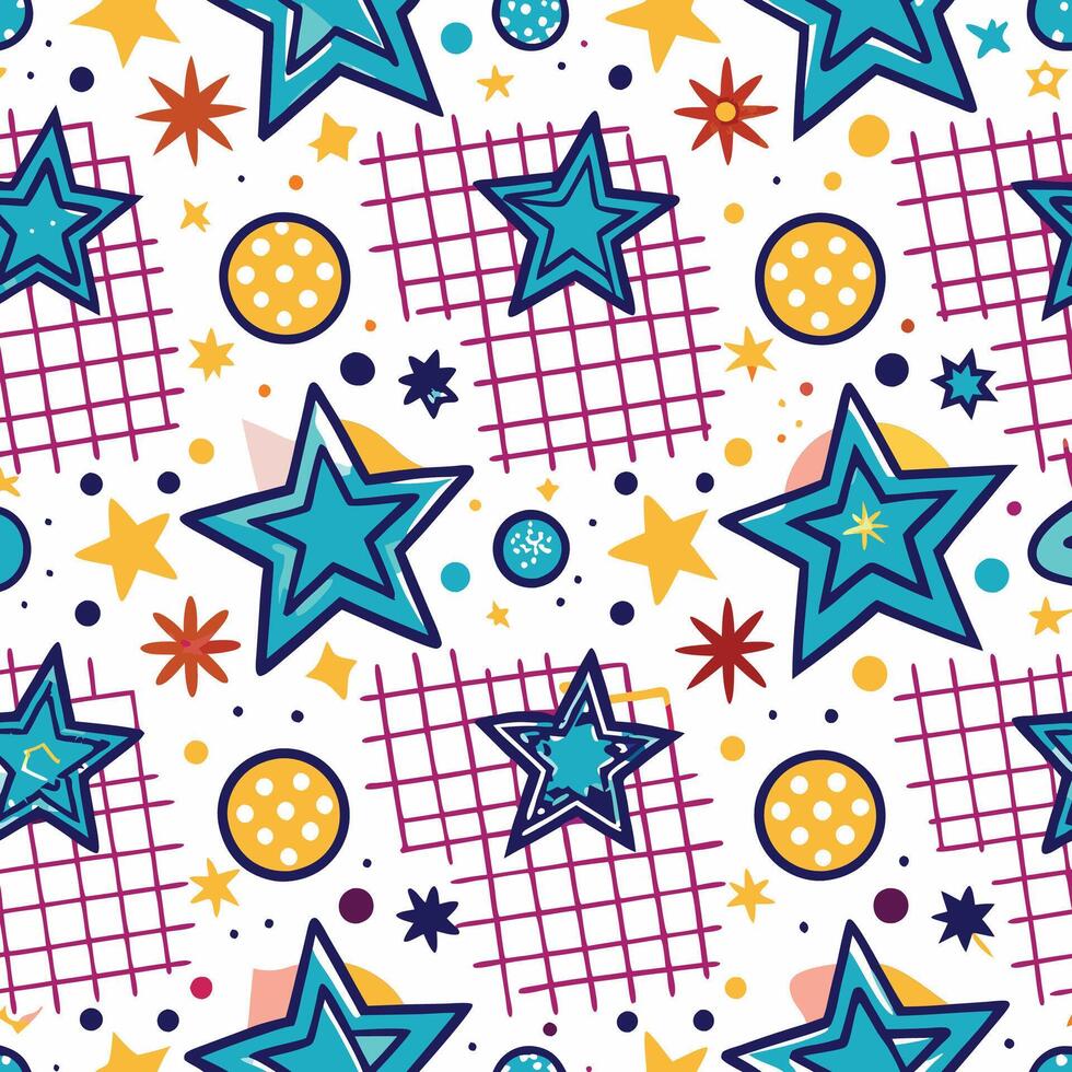 a colorful pattern with stars and squares vector