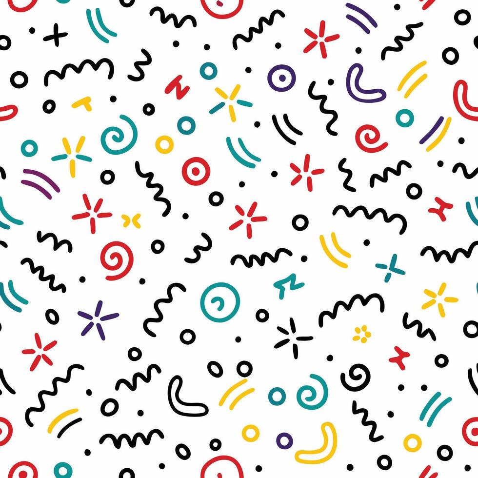 seamless pattern with colorful shapes and lines vector