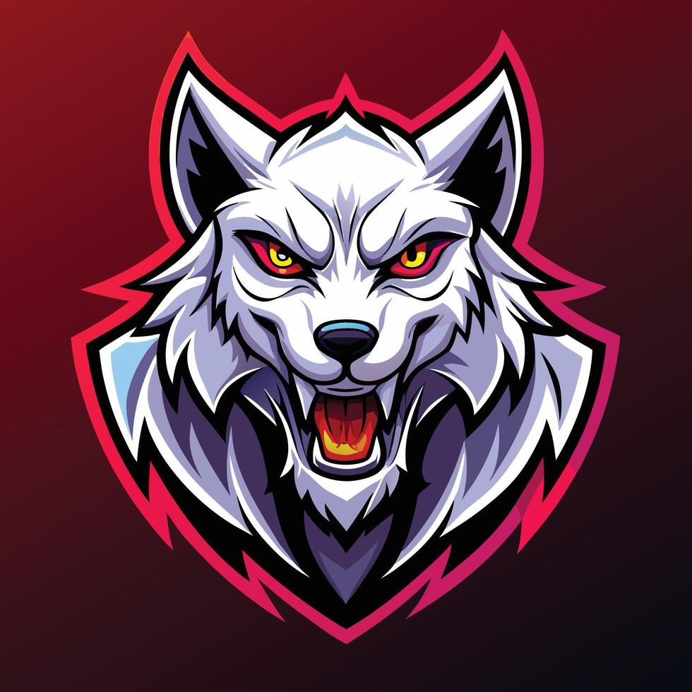 the wolf mascot head on a red background vector