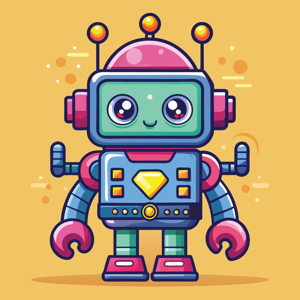 cute robot illustration vector