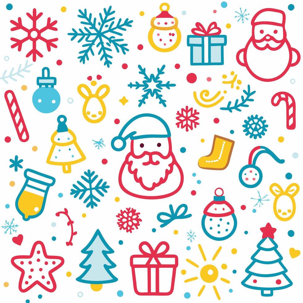 christmas icons set in a line style vector