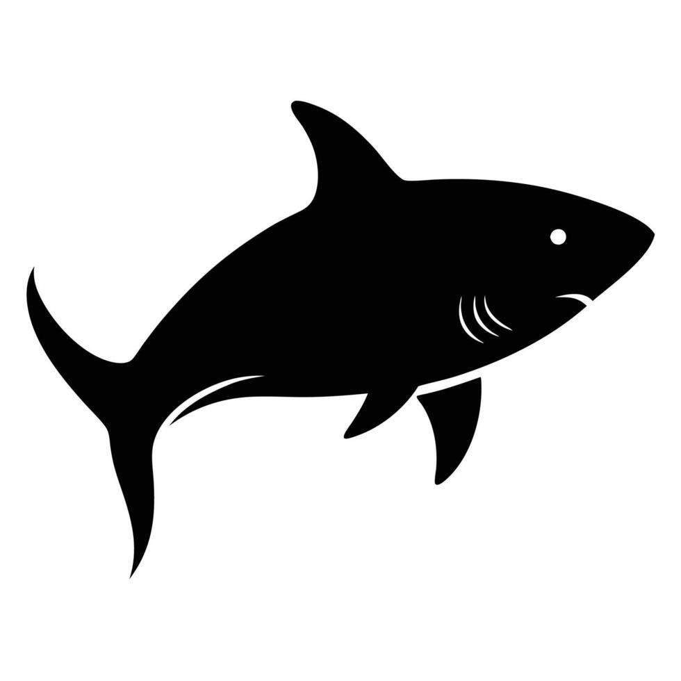 shark silhouette on white background vector