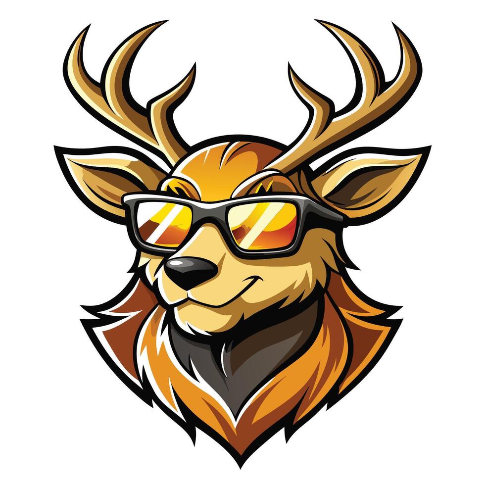 a deer wearing sunglasses and a hat vector