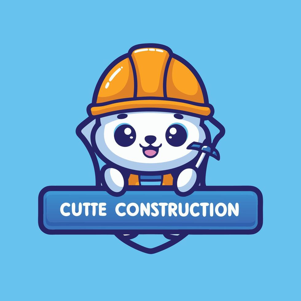 a cute construction worker logo vector