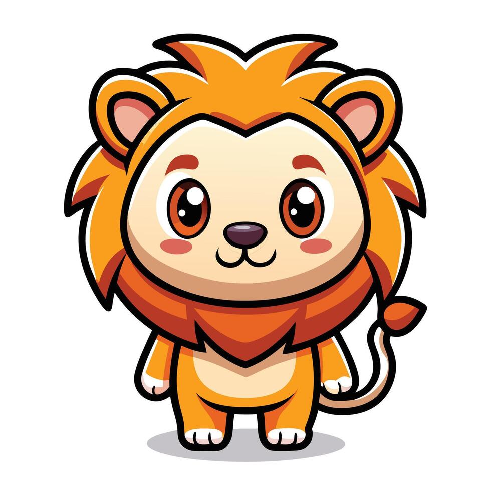 a cartoon lion standing with its head up vector