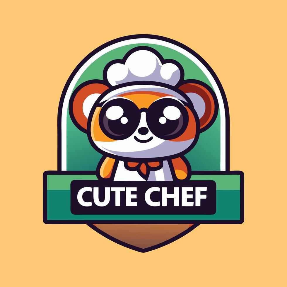 a cute chef logo with a panda bear vector
