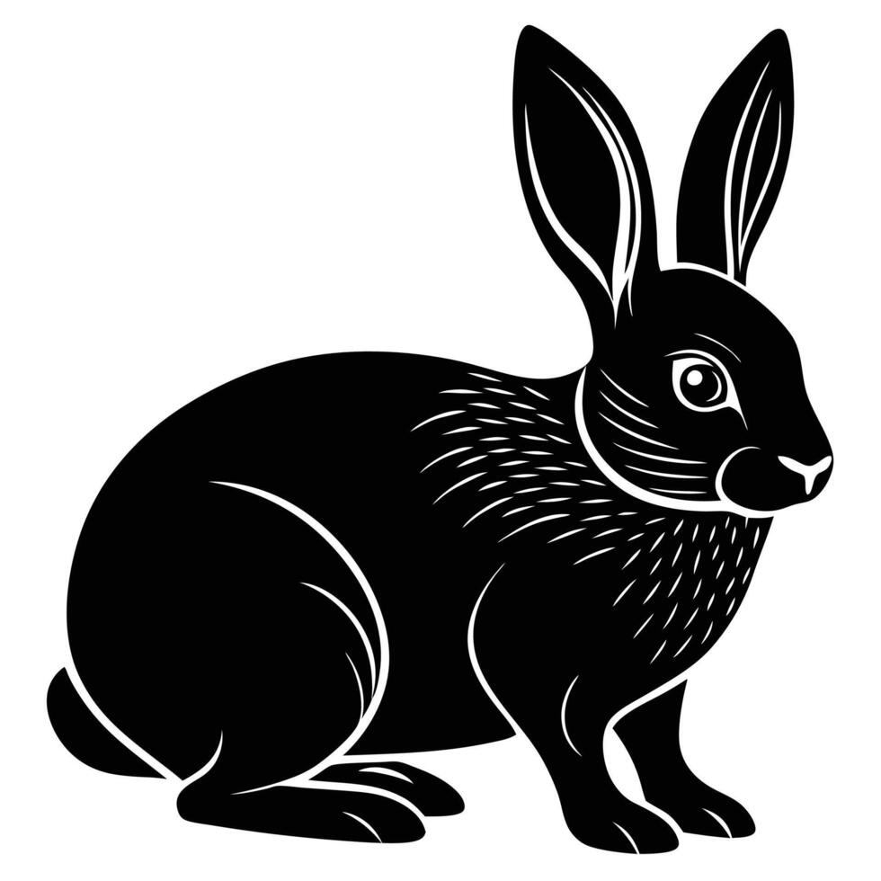 black and white illustration of a rabbit vector
