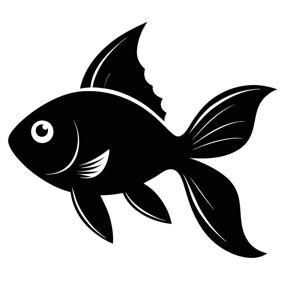 black fish silhouette on white background vector