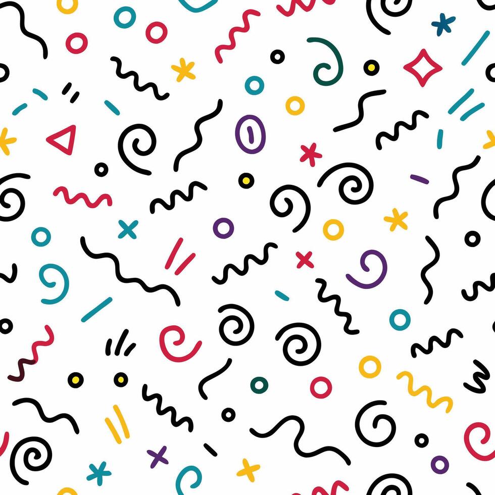 seamless pattern with colorful shapes and lines vector
