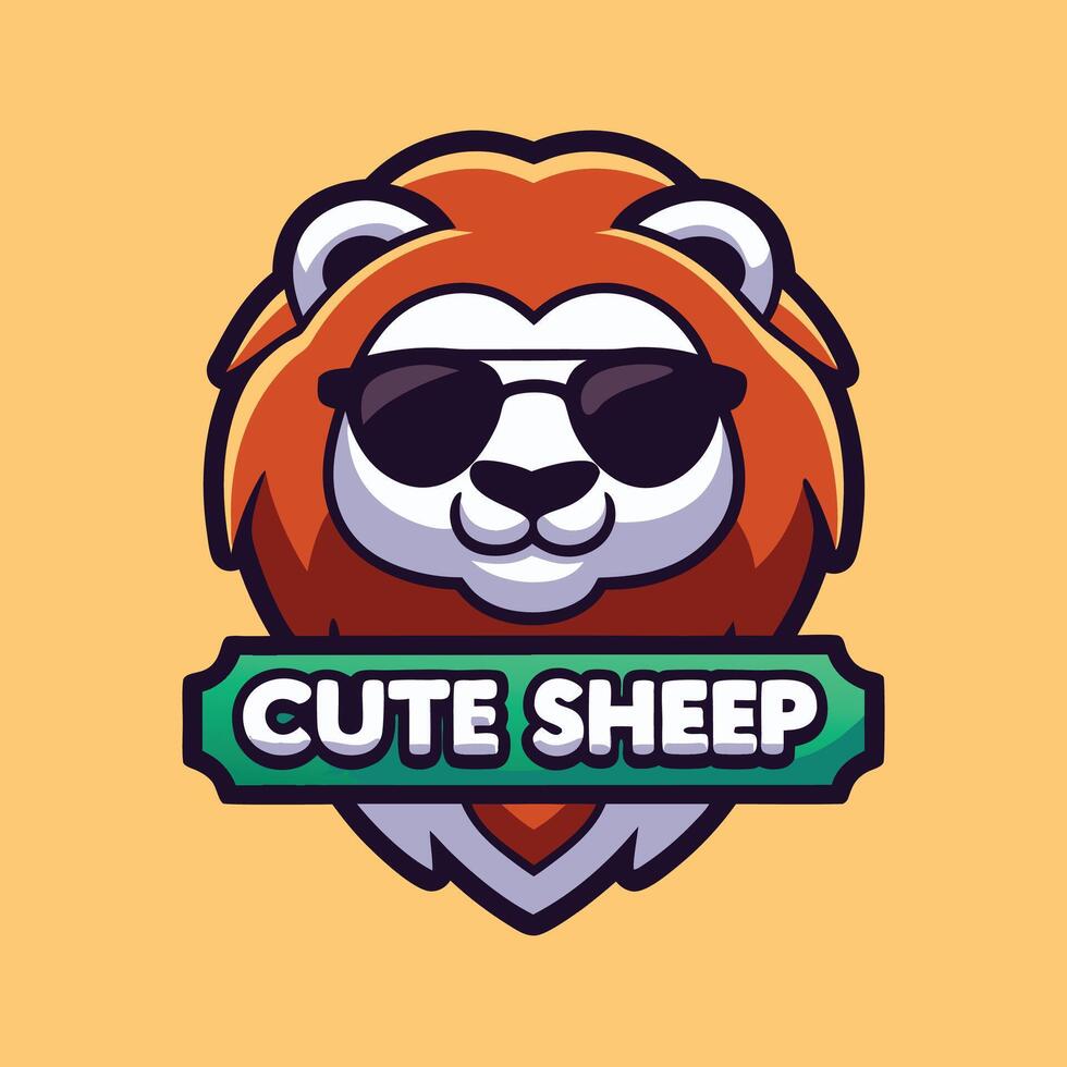 a lion wearing sunglasses and a cute sheep logo vector