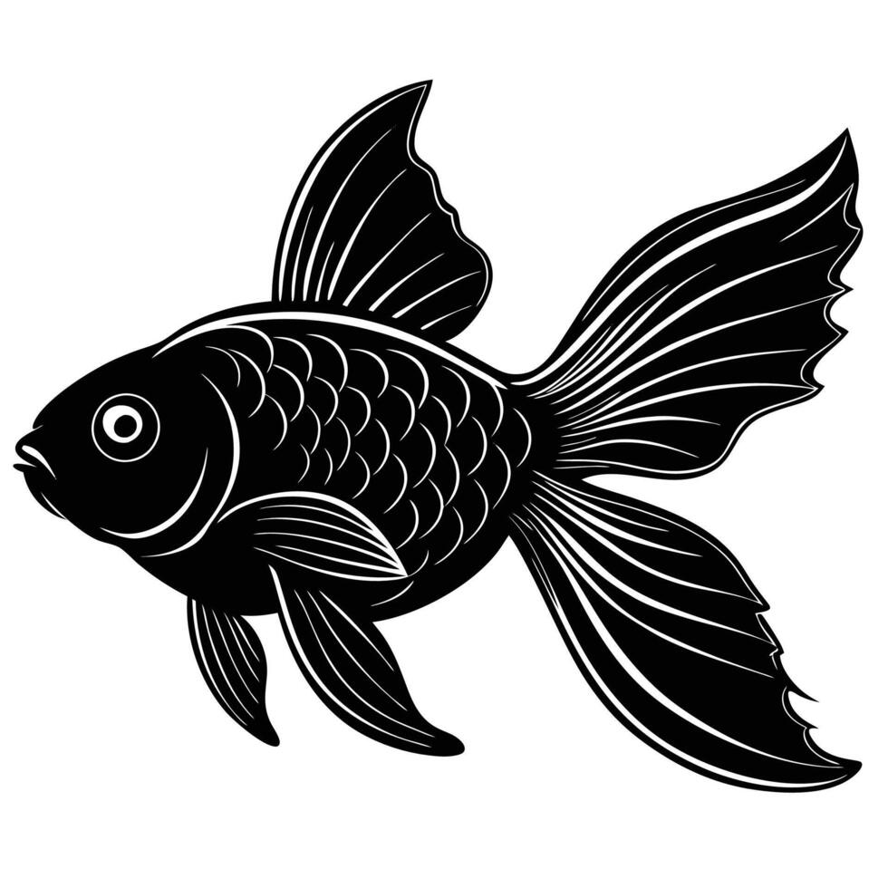 a black and white illustration of a fish vector