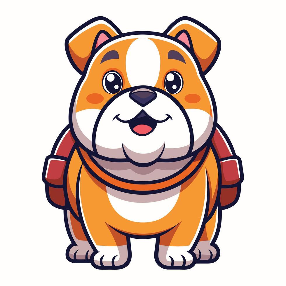 a cartoon bulldog with a backpack vector
