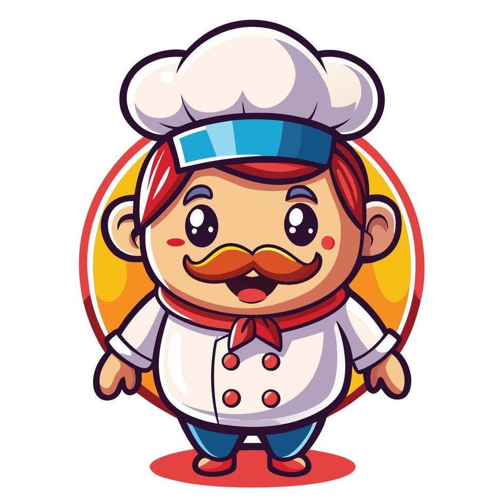 cartoon chef with mustache and mustache illustration vector