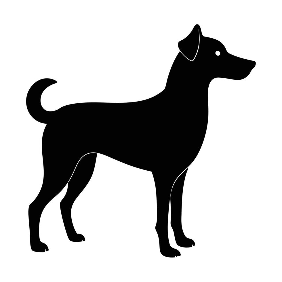 a black and white silhouette of a dog vector