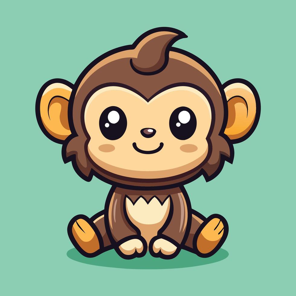 a cartoon monkey sitting down with a big smile vector