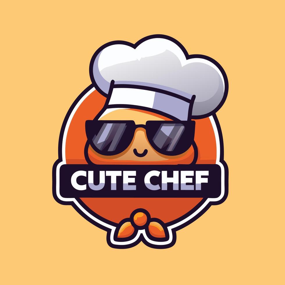 a cute chef logo with sunglasses vector