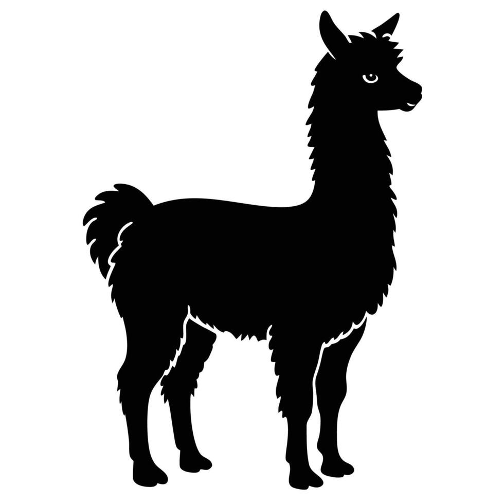 llama silhouette on white background illustration vector