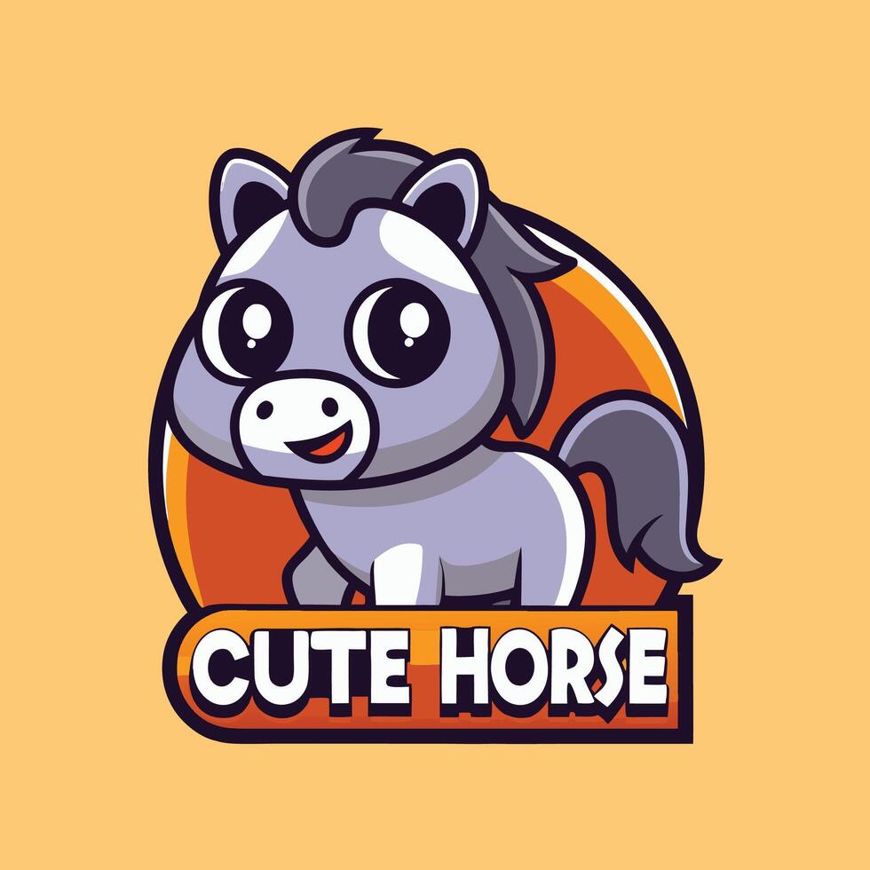 a cute horse logo with the words cute horse vector