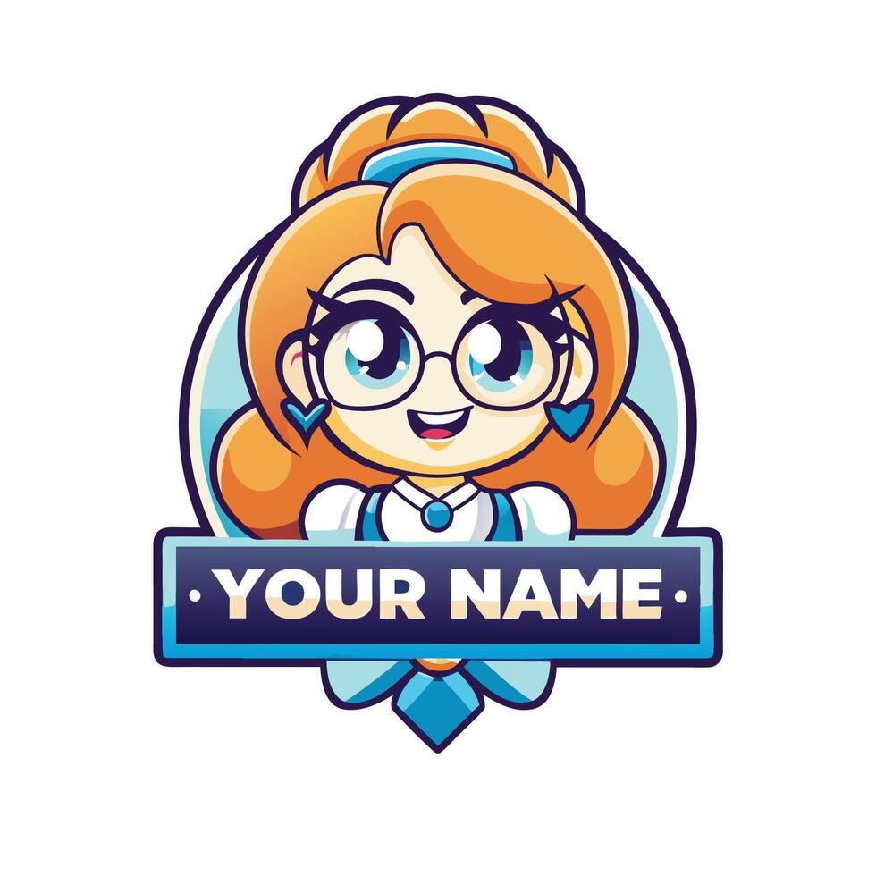 a cartoon girl with glasses and glasses in front of a blue background vector