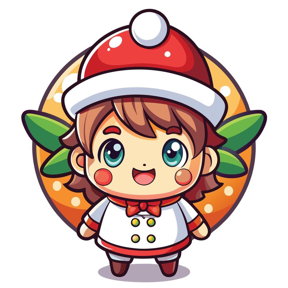 a cartoon character wearing a santa hat vector