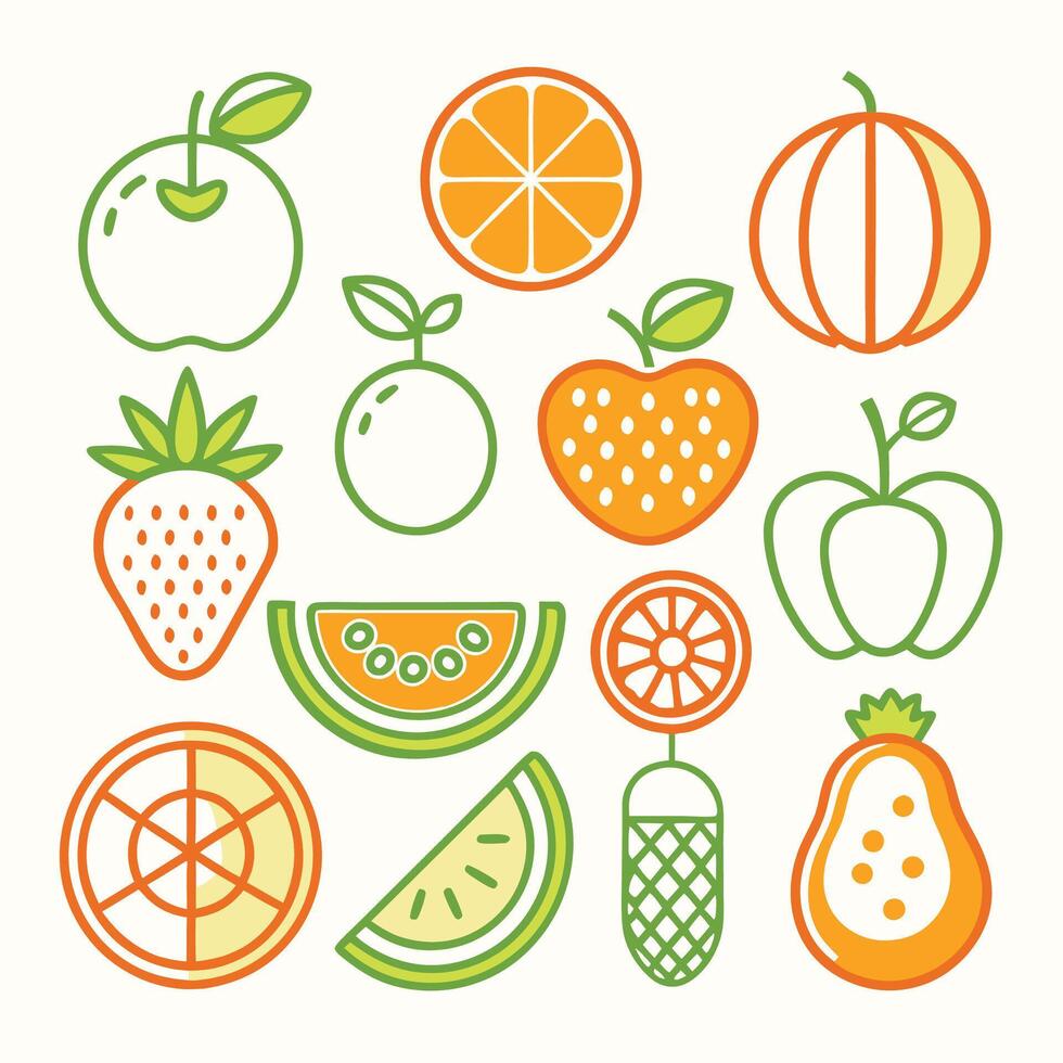 fruit icons set, illustration vector