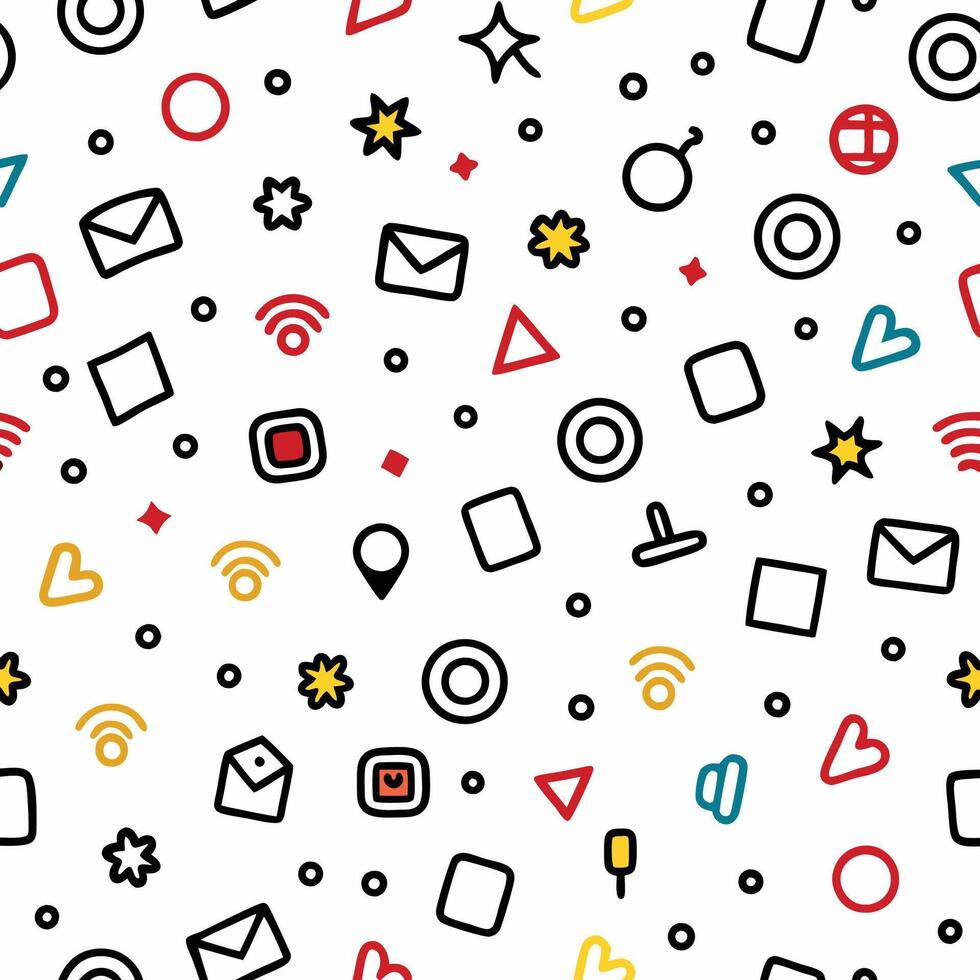 a seamless pattern with various icons and symbols vector