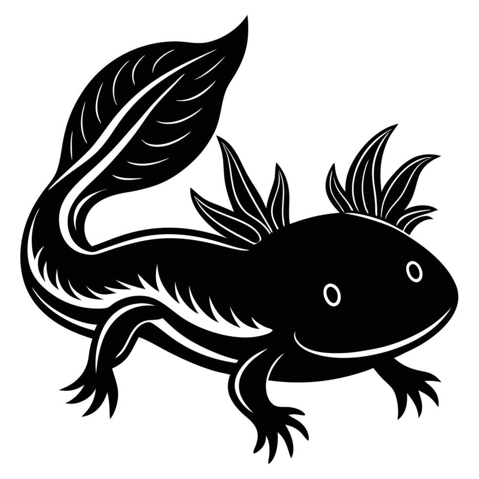 an axolotl is shown in a black and white illustration vector
