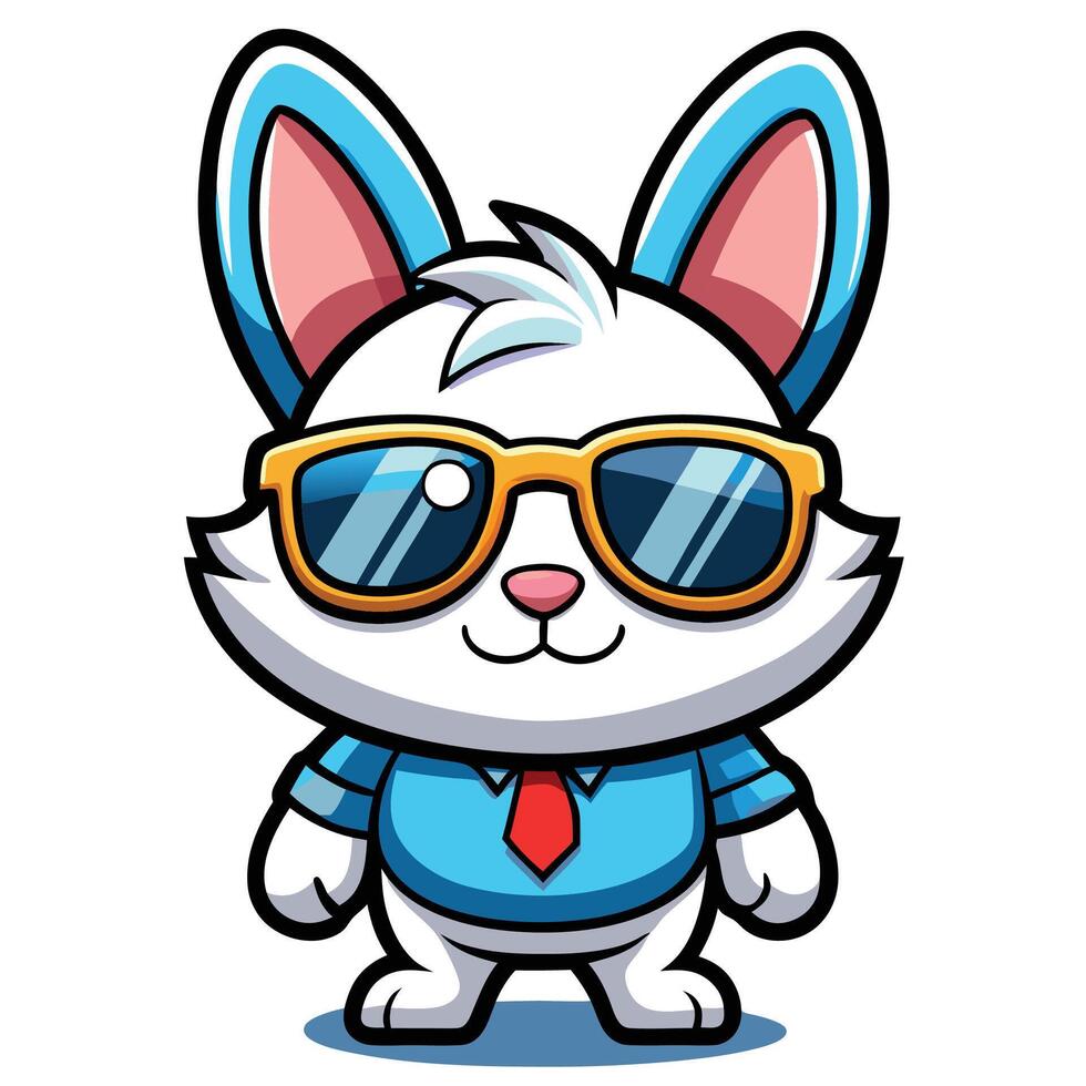 a cartoon rabbit wearing sunglasses and tie vector